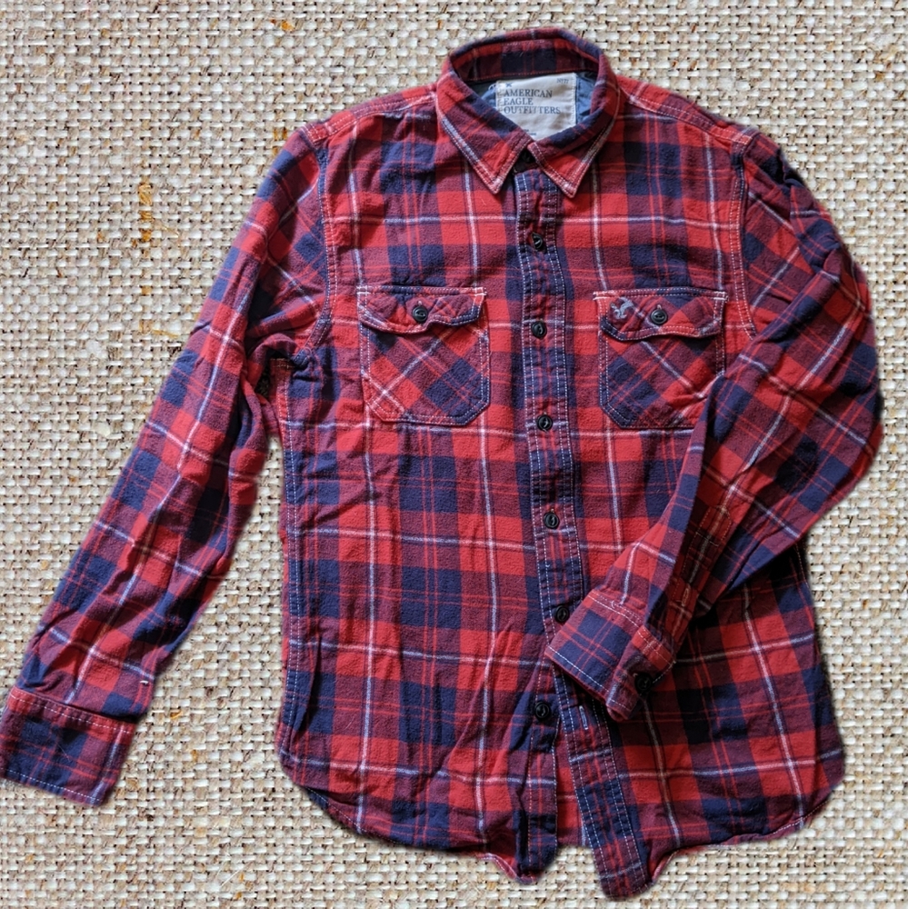 American Eagle Red and Navy Small Flannel